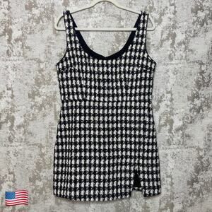 Self-Portrait Autumn/Winter 2023 Check Boucle Mini Dress in Black & White